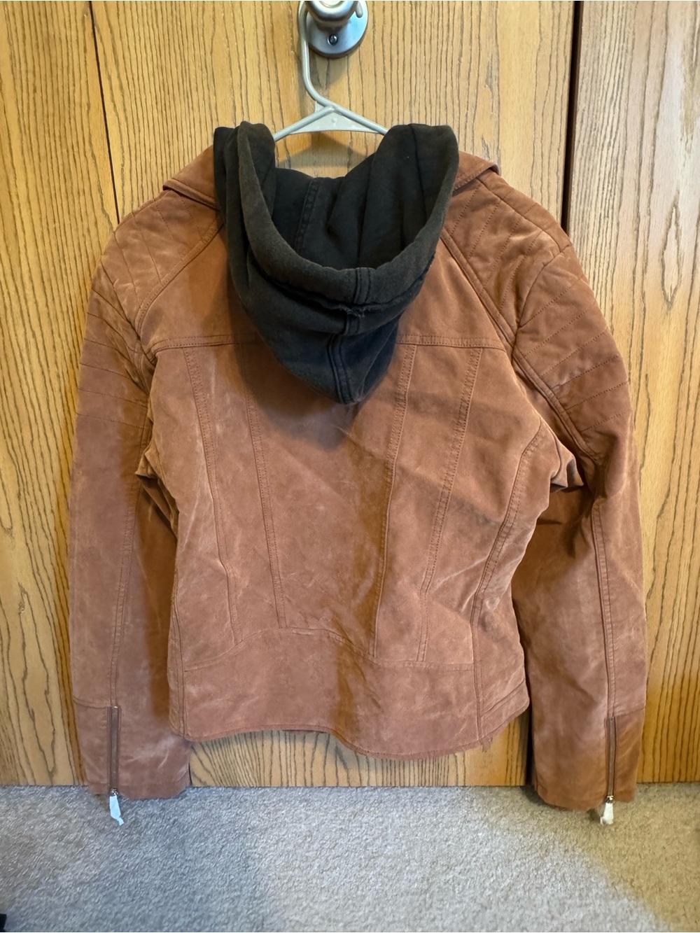 Free People We The Free "Harriet" Hooded Vegan Suede Moto Jacket - Picture 2 of 5